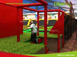 Customized Professional Indoor Trampolines With Foam Pad And Dodgball